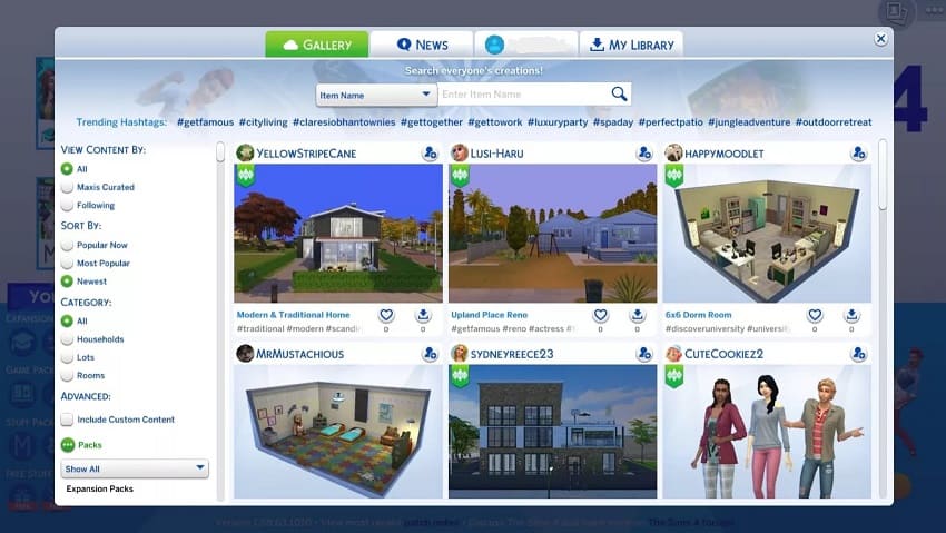 my library en Sims 4